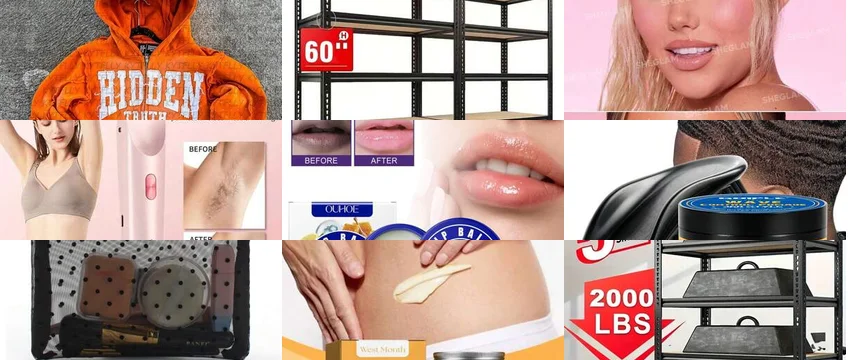 Collage of the best SHEIN products reviewed for 2026: hoodie, storage rack, beauty and grooming items