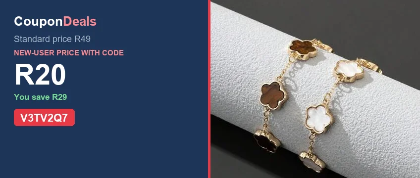 SHEIN 2pcs white and brown clover charm bracelet set, R20 new-user price with code