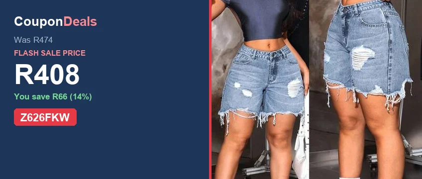 SHEIN Jeanoix plus-size distressed frayed-hem denim shorts, R408 flash sale deal