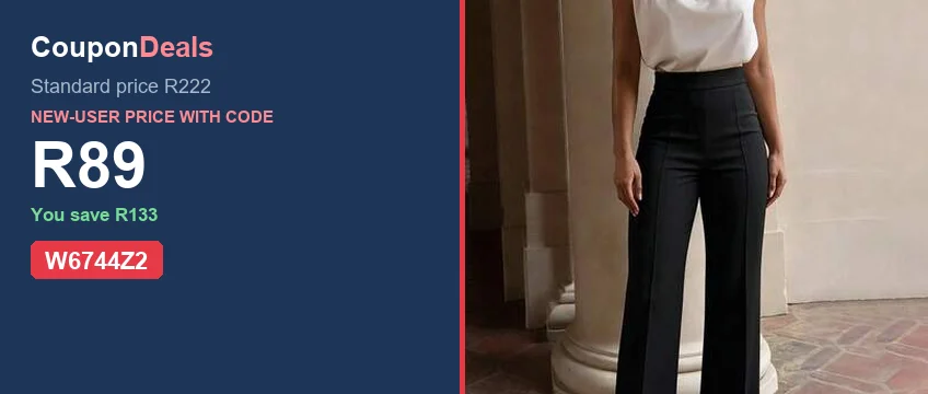 SHEIN high-waisted flare leg pants in black, R89 new-user price with code