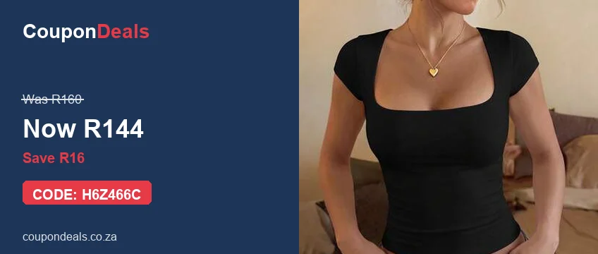 SHEIN GLAMSKIN black square neck fitted cropped tee, R144 flash sale deal