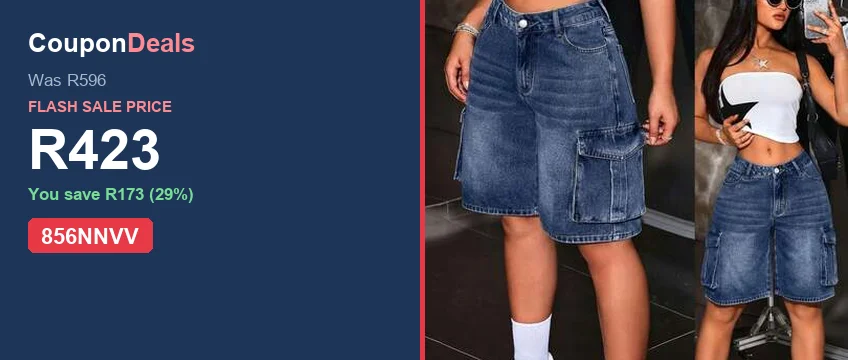 SHEIN Jeanoix plus-size navy denim cargo shorts with utility pockets, R423 flash sale deal