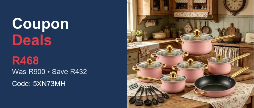 SHEIN 18-piece pink stainless steel cookware set, R468 flash sale deal