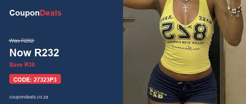 SHEIN StreetHx yellow vest top and blue shorts Y2K 2-piece set, R232 flash sale deal
